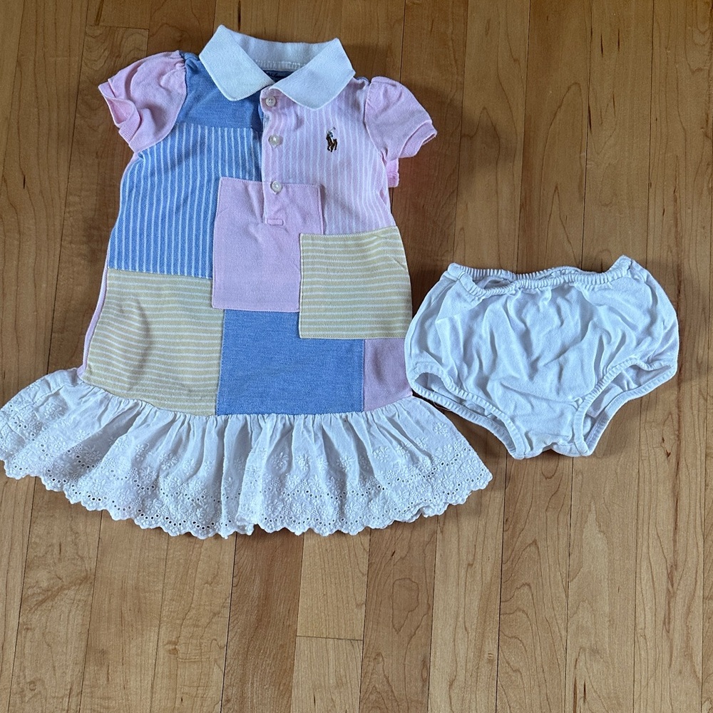 Ralph Lauren Multicolor Patchwork Dress Set